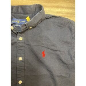 Polo Ralph Lauren Boys XL 14 Cotton Button‎ Down NAVY W/ RED PONY